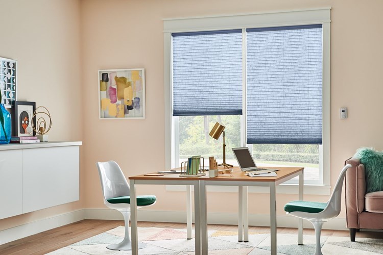 3/4&quot; Single Cell Cellular Shades with Motorized Lift: Serenade, Midnight 0727