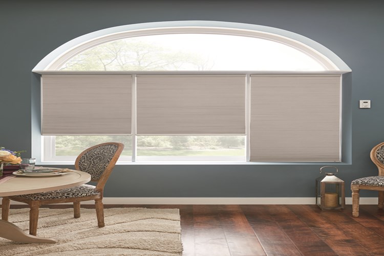 1/2&quot; Double Cell Cellular Shades with Motorized Lift: Hideaway, Garden Stone 1475