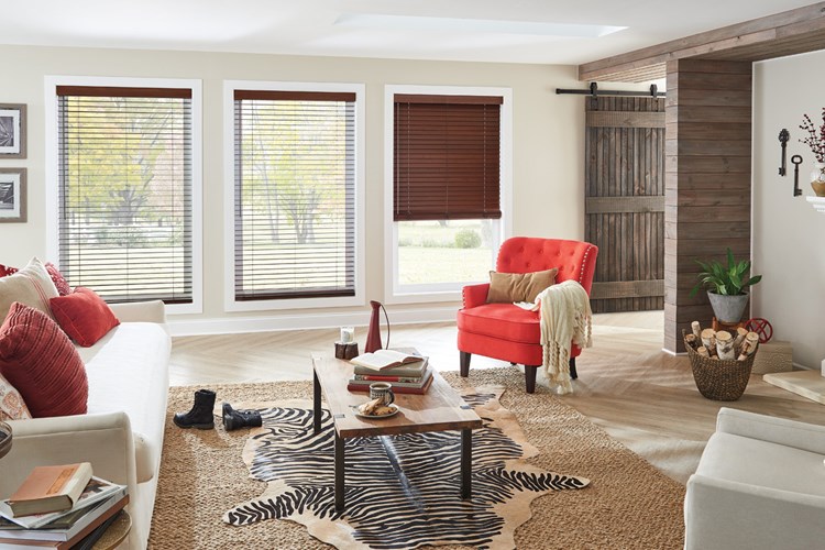 2&quot; Wood Blinds with Cordless Lift/Wand Tilt: Teriyaki 1694 with 3&quot; Standard Valance