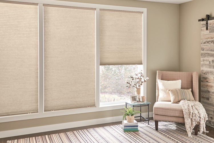 3/8&quot; Single Cell Cellular Shades with Cordless Lift: Sunrise, Desert Taupe 5810